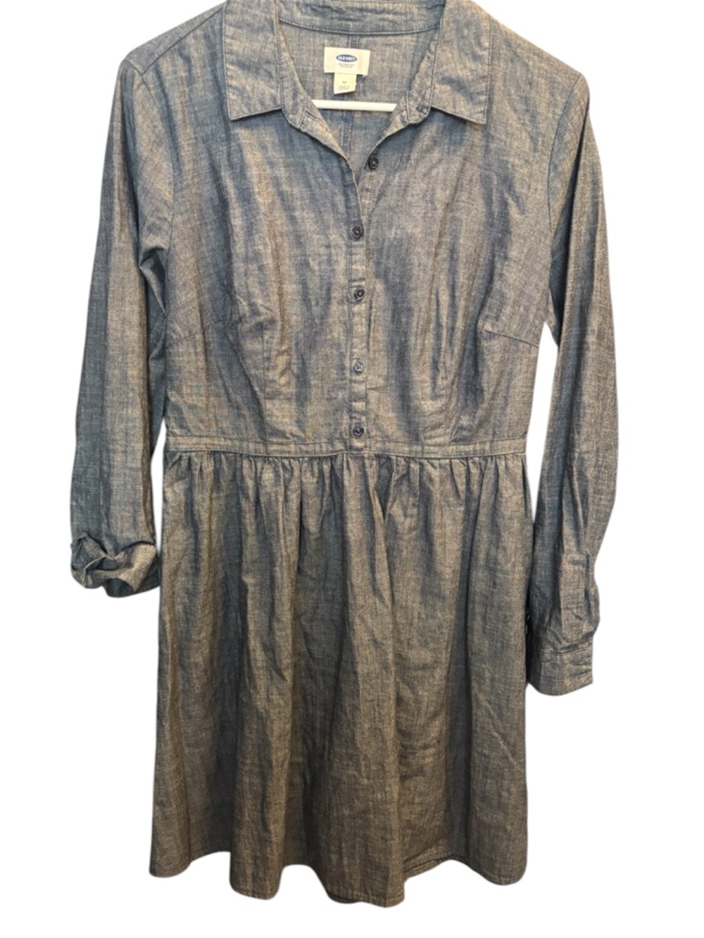 Old Navy Blue Chambray Long-Sleeve Shirt Dress